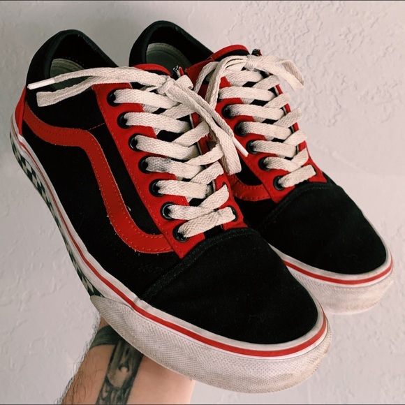 Vans Other - Red & Black Custom Vans